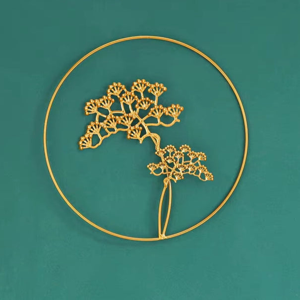 Metal round Gold Ginkgo Leaf Palm Maple Leaf 