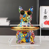 Resin Dog Statue Living Room Decor Dog Sculpture Table Tray Ornaments French Bulldog Figurine for Home Interior Desk Decoration