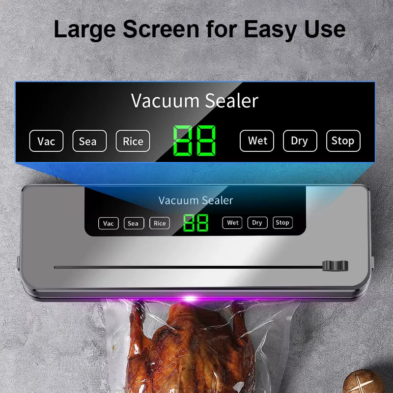 2024 NEW Electric Vacuum Sealer with Slidding Cutter 110V/220V Food Bag Sealing Machine Kitchen Packaging Heat Sealer +10 Bags