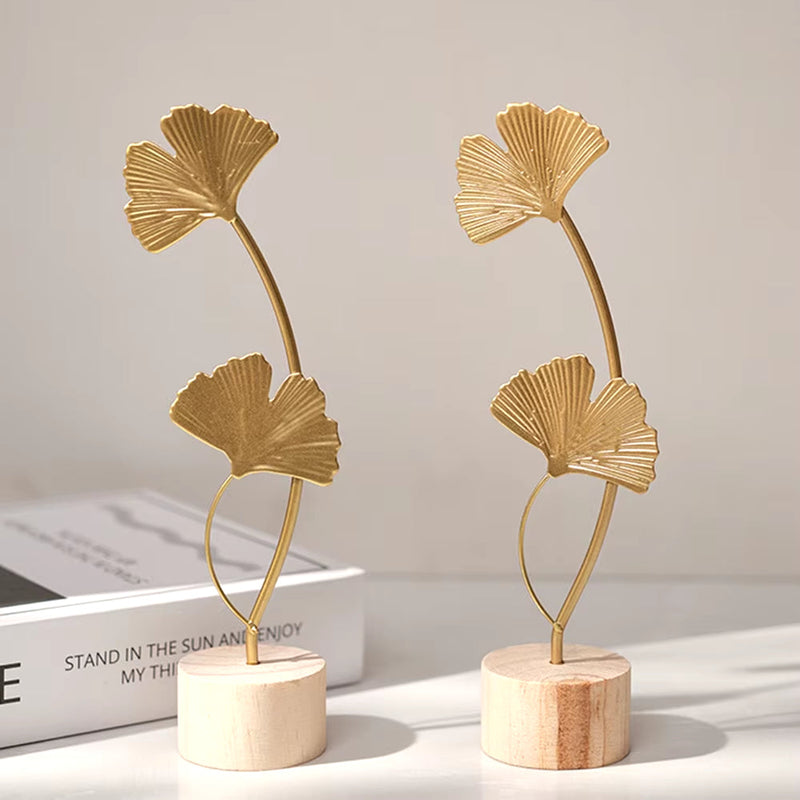 Nordic Gold Ginkgo Leaf Crafts Leaves Sculpture Luxury Living Room Decor Home Decoration Accessories Office Desktop Ornaments