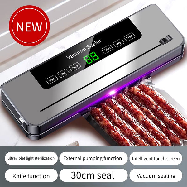 2024 NEW Electric Vacuum Sealer with Slidding Cutter 110V/220V Food Bag Sealing Machine Kitchen Packaging Heat Sealer +10 Bags