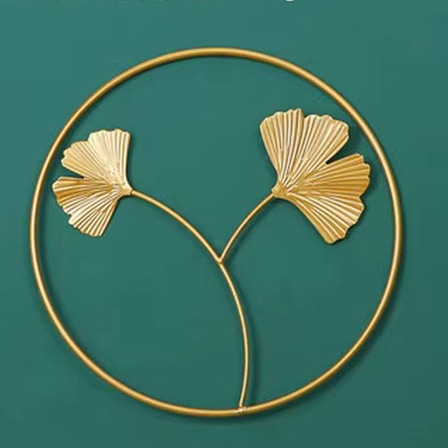 Metal round Gold Ginkgo Leaf Palm Maple Leaf 