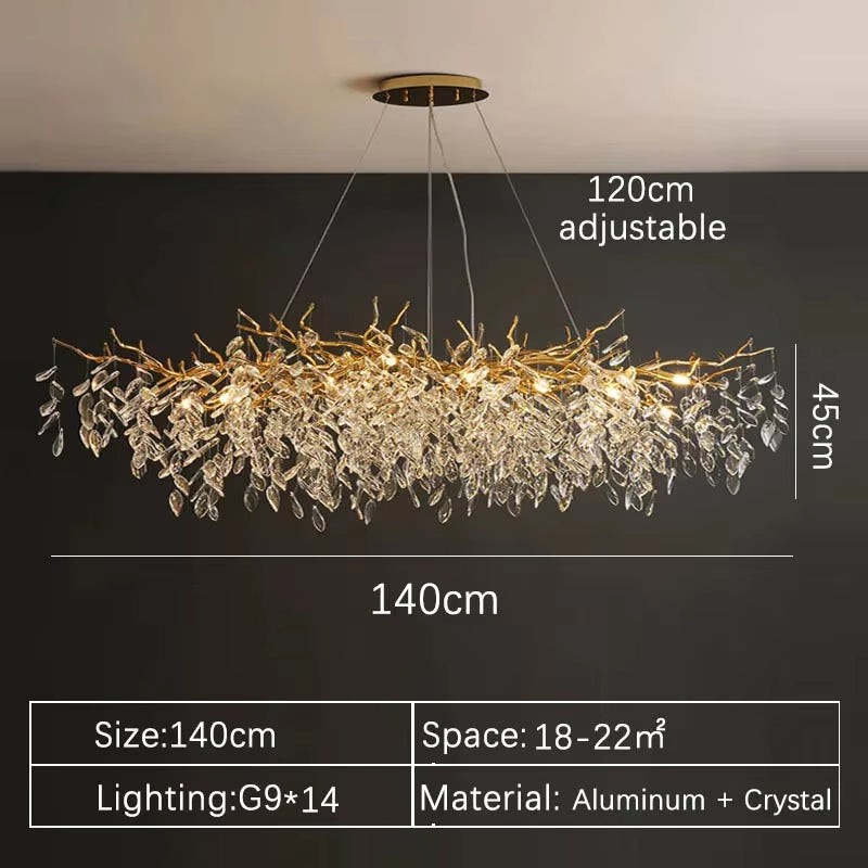 Luxury Gold Crystal LED Chandeliers Living Dining Room Bedroom Lighting Lustre Ceiling Pendant Lamps Indoor Villa Lights Fixture