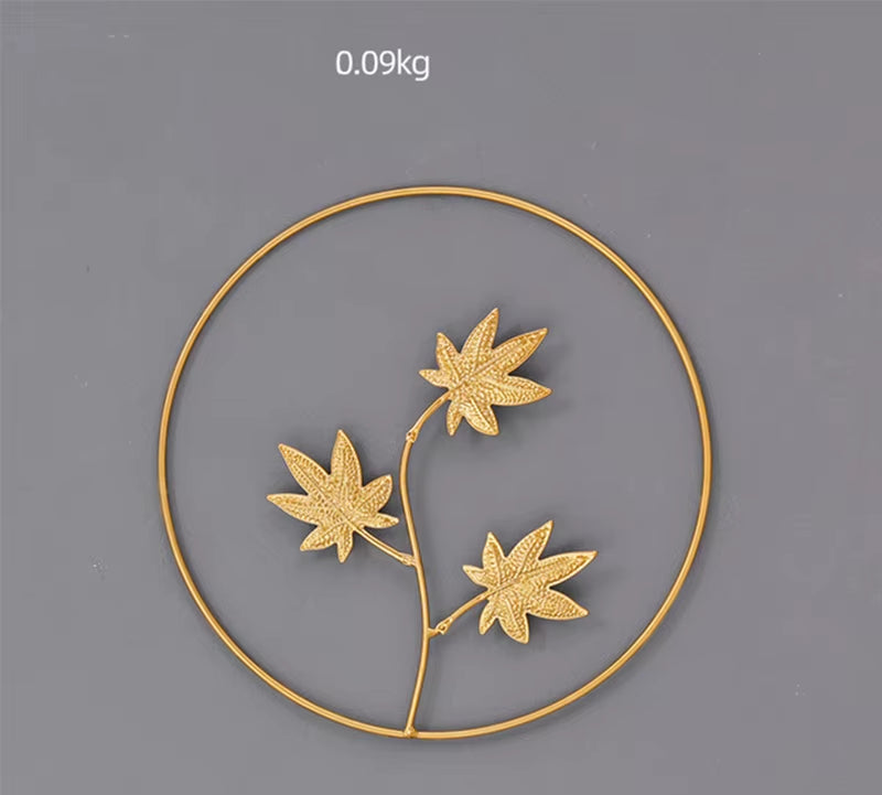 Metal round Gold Ginkgo Leaf Palm Maple Leaf 