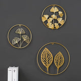 Metal round Gold Ginkgo Leaf Palm Maple Leaf 