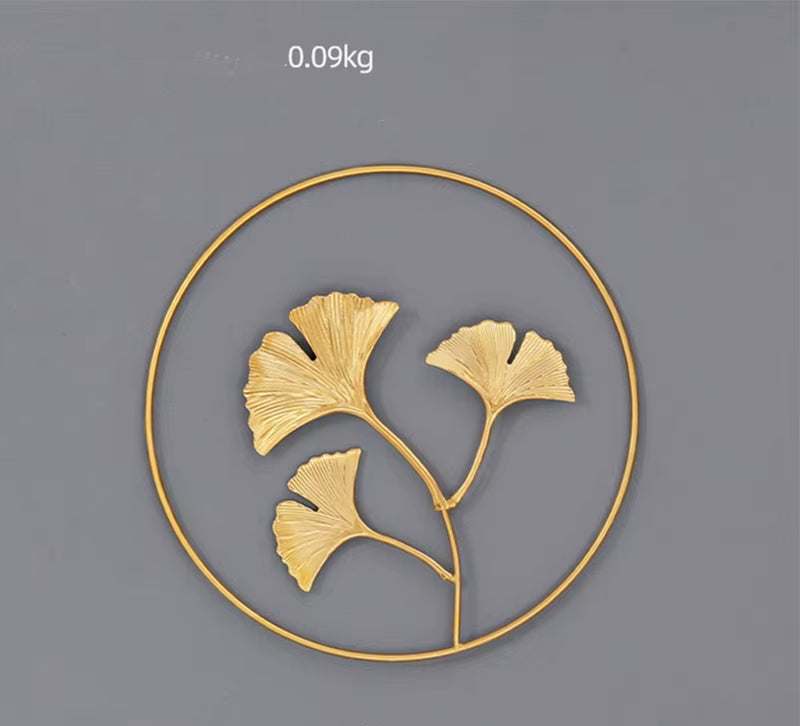 Metal round Gold Ginkgo Leaf Palm Maple Leaf 