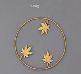 Metal round Gold Ginkgo Leaf Palm Maple Leaf 