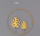 Metal round Gold Ginkgo Leaf Palm Maple Leaf 