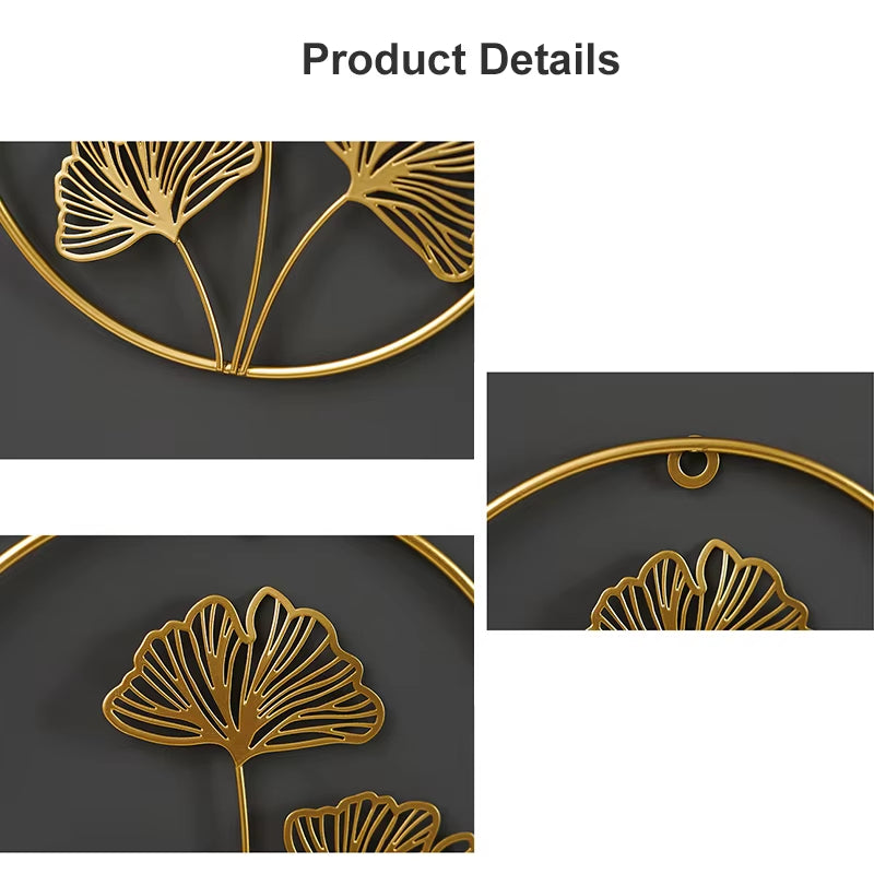 Metal round Gold Ginkgo Leaf Palm Maple Leaf 