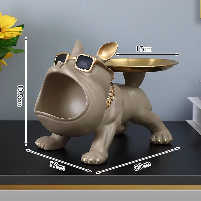 Resin Dog Statue Living Room Decor Dog Sculpture Table Tray Ornaments French Bulldog Figurine for Home Interior Desk Decoration