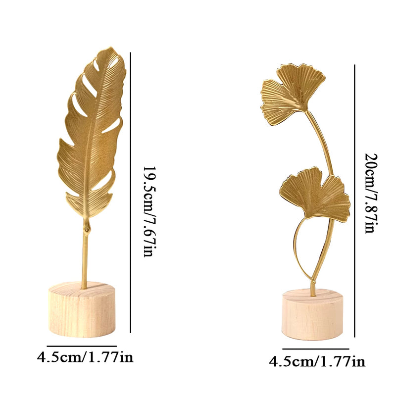 Nordic Gold Ginkgo Leaf Crafts Leaves Sculpture Luxury Living Room Decor Home Decoration Accessories Office Desktop Ornaments