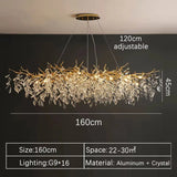 Luxury Gold Crystal LED Chandeliers Living Dining Room Bedroom Lighting Lustre Ceiling Pendant Lamps Indoor Villa Lights Fixture