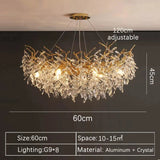 Luxury Gold Crystal LED Chandeliers Living Dining Room Bedroom Lighting Lustre Ceiling Pendant Lamps Indoor Villa Lights Fixture