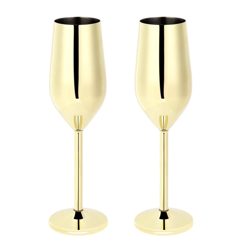 Shatterproof 24K Gold-Plated Champagne Flutes™