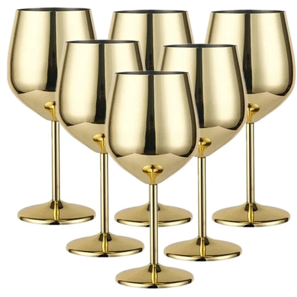 Set of 6 24kGold-Plated Stainless Steel Wine Glasses™