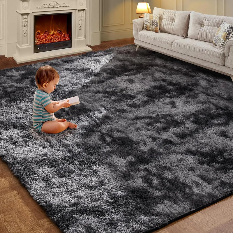 VIKAMA Soft Tie-Dye Plush Carpet – Fluffy & Non-Slip Rug for Kids' Room and Play Area™