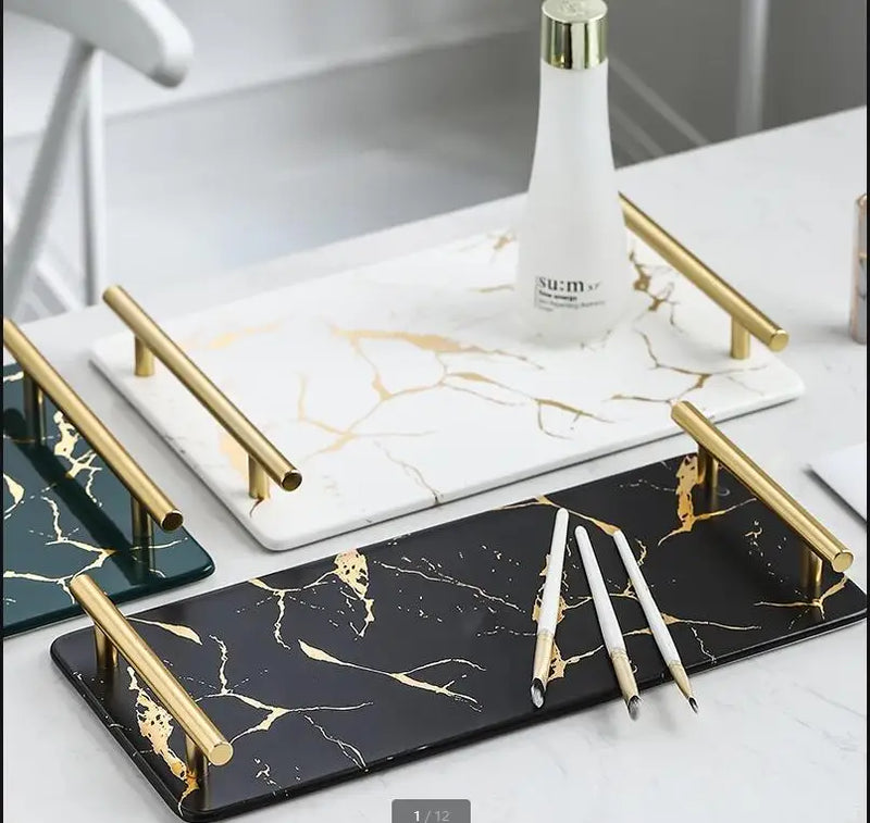 Golden Marble Decorative Ceramic Trays™