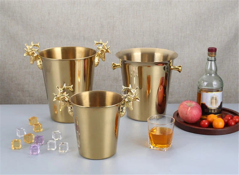 European 24K Gold-Plated Stainless Steel Champagne Ice Bucket™