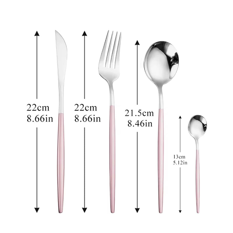 Pink Gold Stainless Steel Cutlery Set Dinnerware 