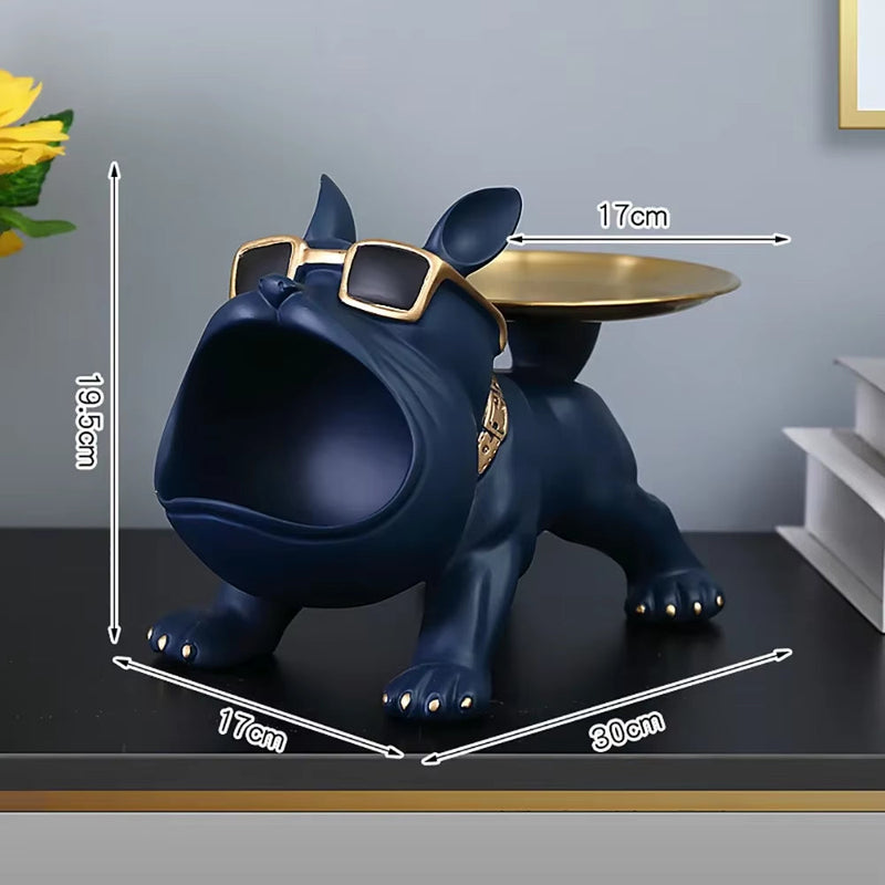 Resin Dog Statue Living Room Decor Dog Sculpture Table Tray Ornaments French Bulldog Figurine for Home Interior Desk Decoration