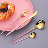 Pink Gold Stainless Steel Cutlery Set Dinnerware 