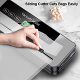 2024 NEW Electric Vacuum Sealer with Slidding Cutter 110V/220V Food Bag Sealing Machine Kitchen Packaging Heat Sealer +10 Bags