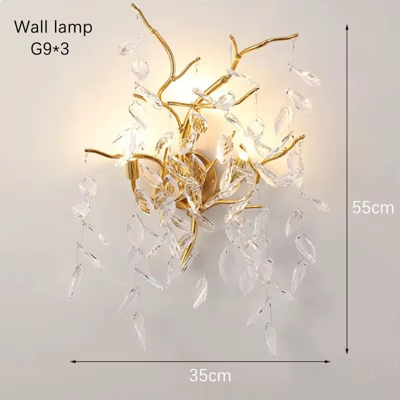 Luxury Gold Crystal LED Chandeliers Living Dining Room Bedroom Lighting Lustre Ceiling Pendant Lamps Indoor Villa Lights Fixture