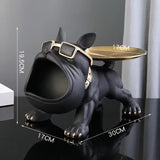 Resin Dog Statue Living Room Decor Dog Sculpture Table Tray Ornaments French Bulldog Figurine for Home Interior Desk Decoration