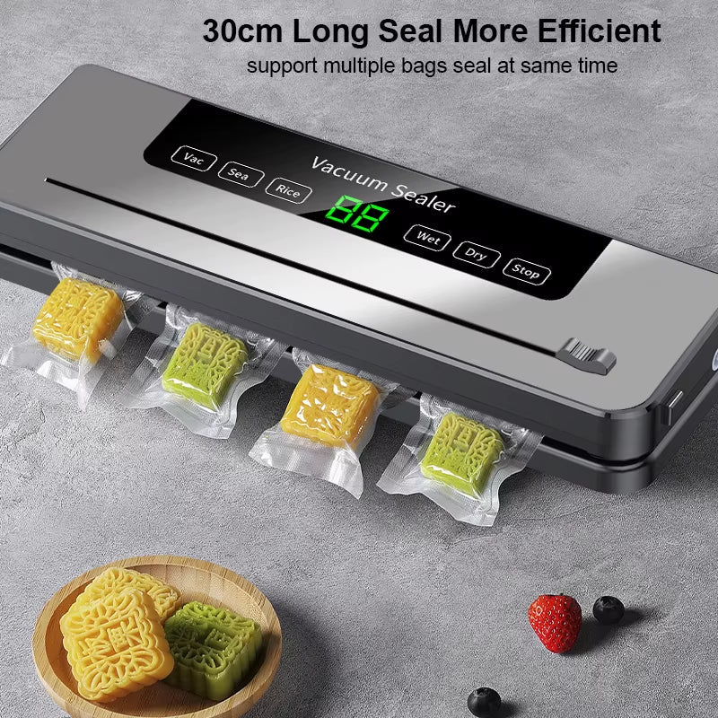 2024 NEW Electric Vacuum Sealer with Slidding Cutter 110V/220V Food Bag Sealing Machine Kitchen Packaging Heat Sealer +10 Bags