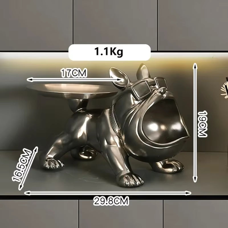 Resin Dog Statue Living Room Decor Dog Sculpture Table Tray Ornaments French Bulldog Figurine for Home Interior Desk Decoration