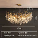 Luxury Gold Crystal LED Chandeliers Living Dining Room Bedroom Lighting Lustre Ceiling Pendant Lamps Indoor Villa Lights Fixture