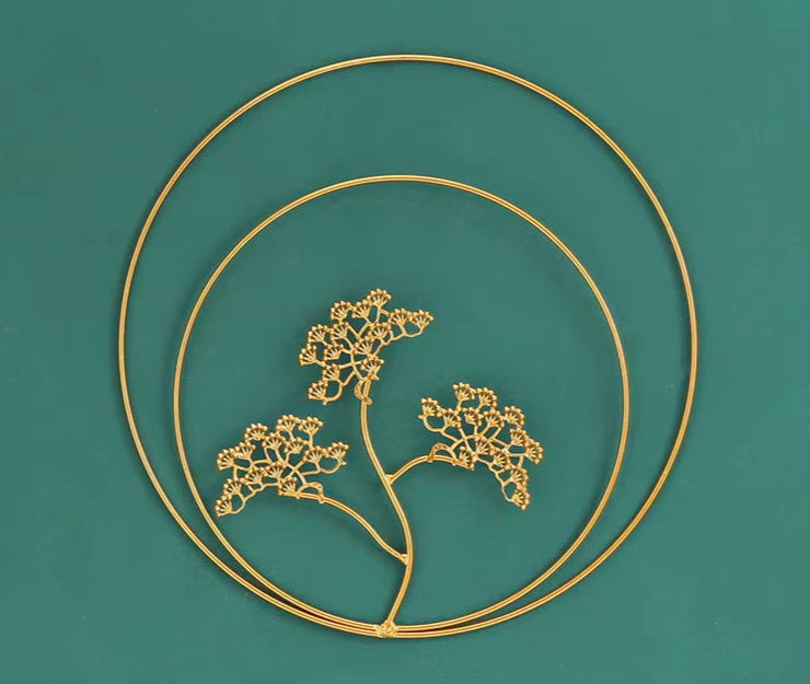 Metal round Gold Ginkgo Leaf Palm Maple Leaf 