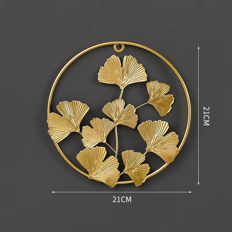 Metal round Gold Ginkgo Leaf Palm Maple Leaf 