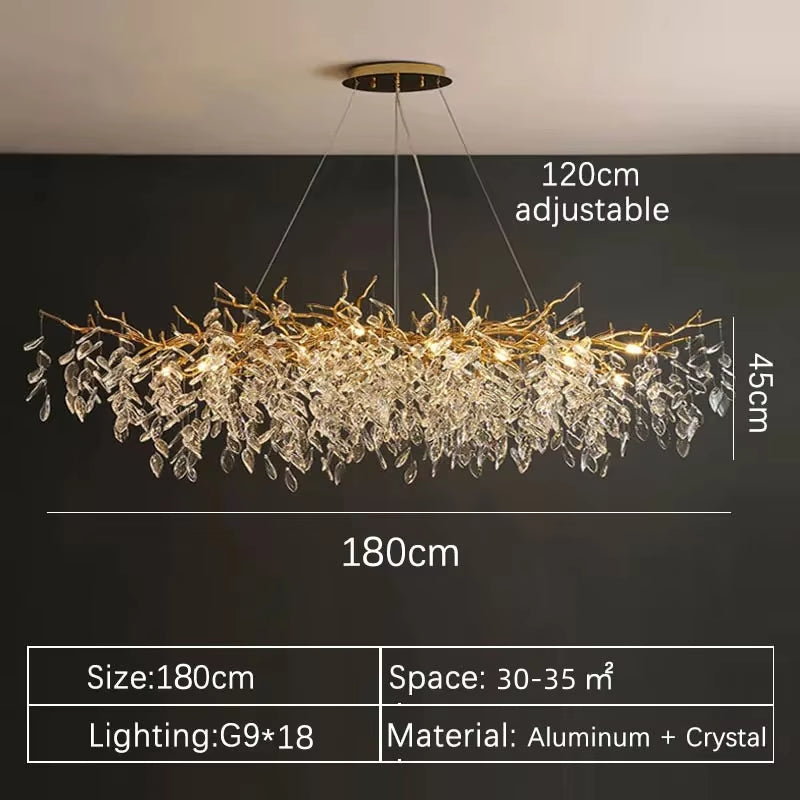 Luxury Gold Crystal LED Chandeliers Living Dining Room Bedroom Lighting Lustre Ceiling Pendant Lamps Indoor Villa Lights Fixture