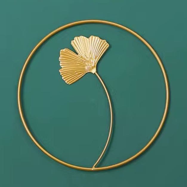 Metal round Gold Ginkgo Leaf Palm Maple Leaf 