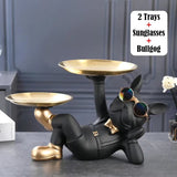 Resin Dog Statue Living Room Decor Dog Sculpture Table Tray Ornaments French Bulldog Figurine for Home Interior Desk Decoration