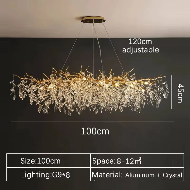 Luxury Gold Crystal LED Chandeliers Living Dining Room Bedroom Lighting Lustre Ceiling Pendant Lamps Indoor Villa Lights Fixture